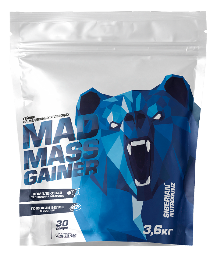 Siberian Nutrogunz Mad mass gainer 3600g (Клубника)