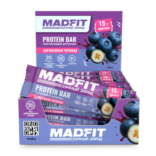 ТМ "Mad Fit" Батончик неглазированный "Черника-голубика" 50г