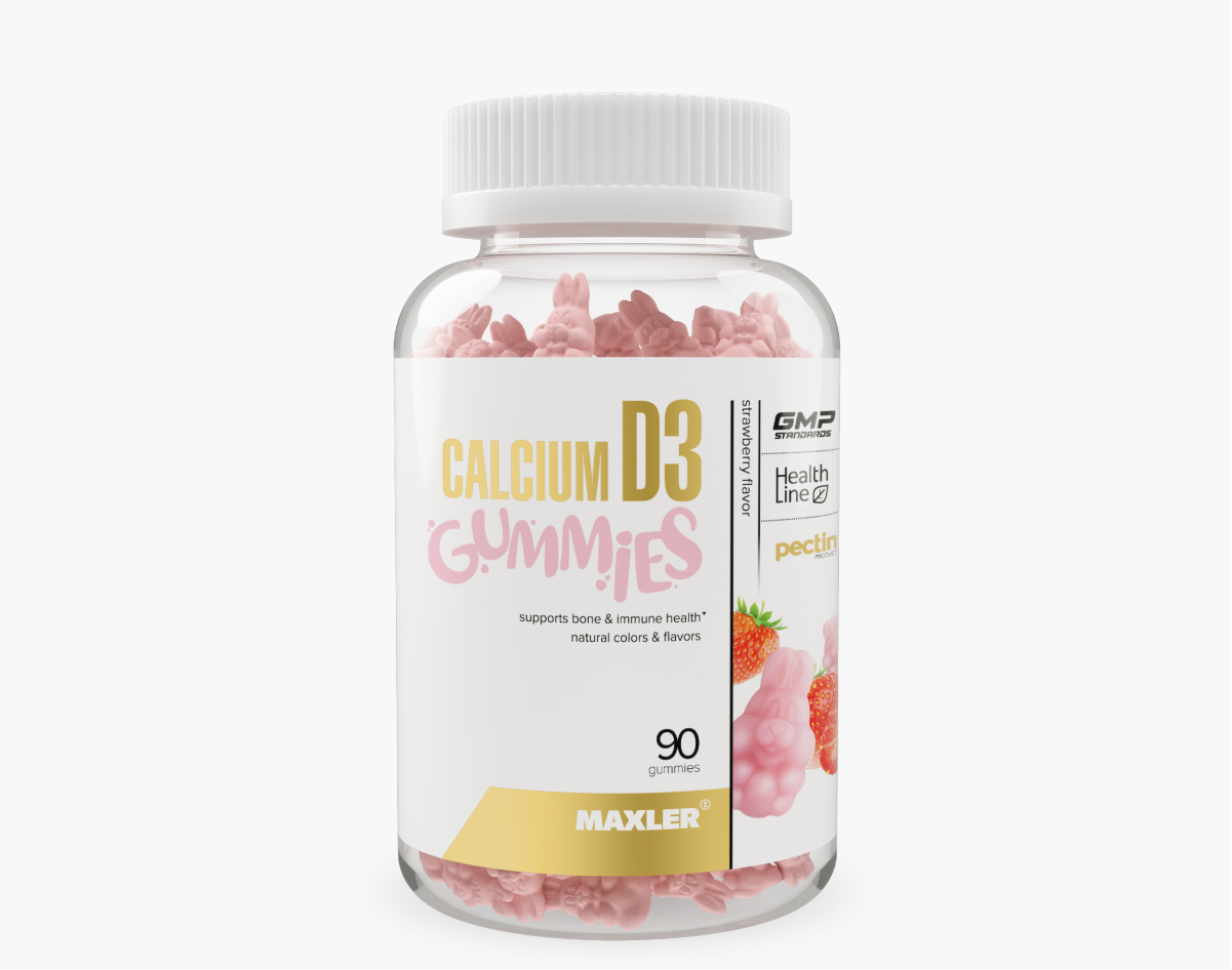 БАД МАКСЛЕР «Кальций Д3 гаммиз» (вкус: клубника) / MAXLER «Calcium D3 gummies» (Strawberry flavor) №