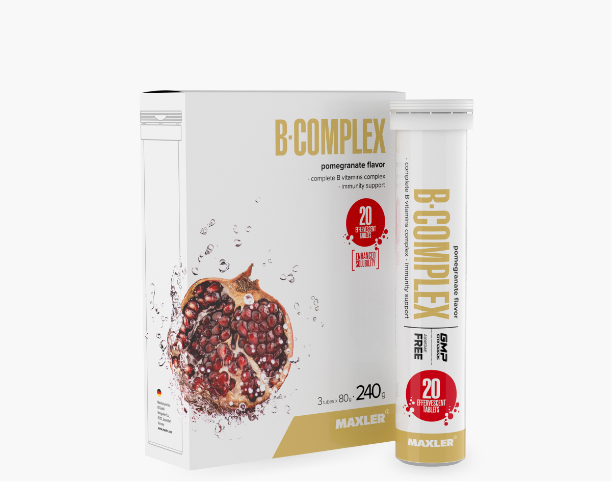 БАД МАКСЛЕР «B-Комплекс» (вкус: апельсин) / MAXLER «B-Complex» (Orange flavor) 1 туба по 20 шт