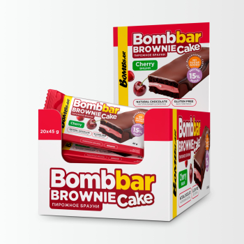 ТМ "BOMBBAR" Пирожное протеиновое глазированное с начинкой со вкусом "Брауни с вишней" 45г