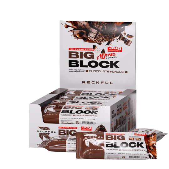 RECKFUL ® Батончик протеиновый - BIG BLOCK 100g 30г белка (Шоколадныи? фондан в молочнои? глазури),