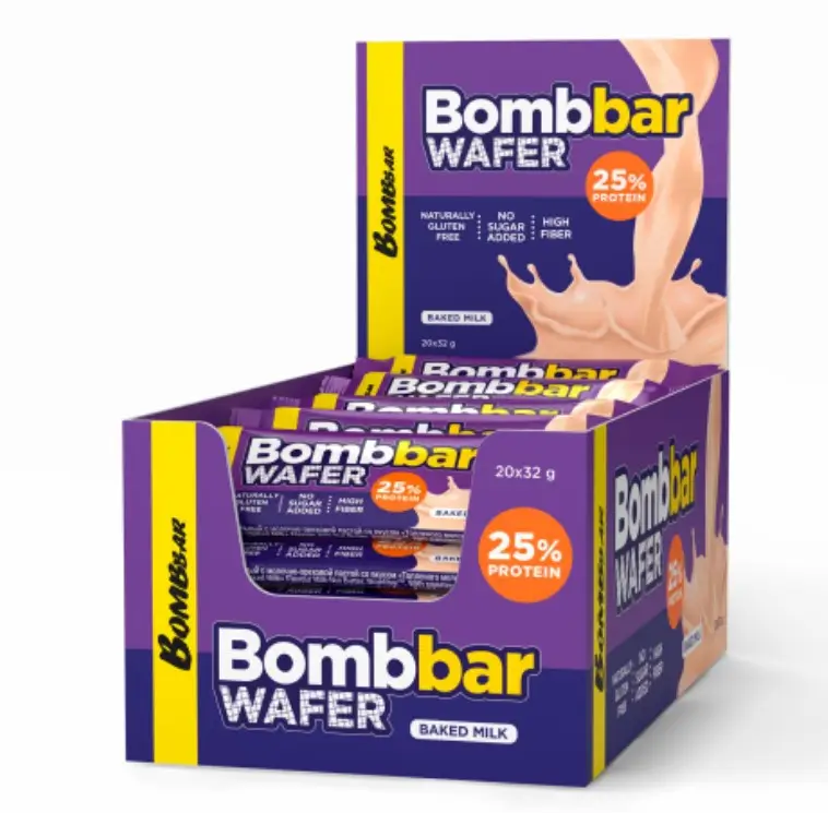 ТМ "BOMBBAR" Батончик вафельный с молочно-ореховой пастой со вкусом "Капучино" 32 г