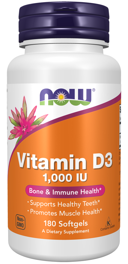NOW Vit D3-1000 IU 180 softgels