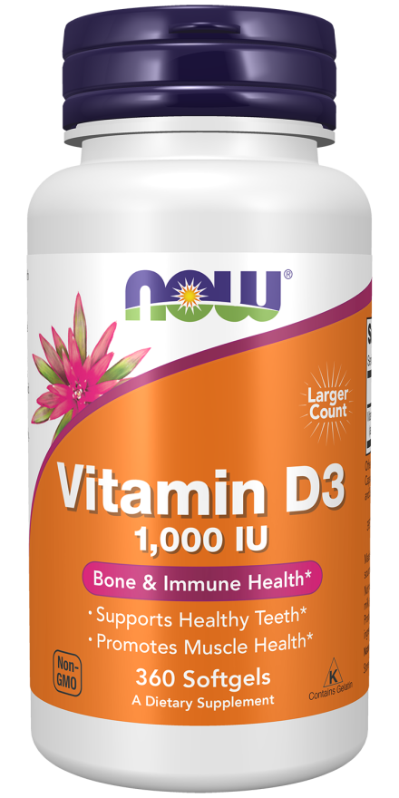 NOW Vit D3-1000 IU 360 softgels